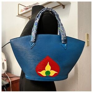 Authentic Louis Vuitton Blue Epi Saint Jacques Women Handbag